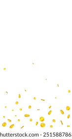 Russian ruble coins falling. Scattered gold RUB coins. Russia money. Global financial crisis concept. Vector illustration.