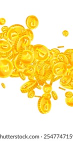 Russian ruble coins falling. Scattered gold RUB coins. Russia money. Great business success concept. Vector illustration.