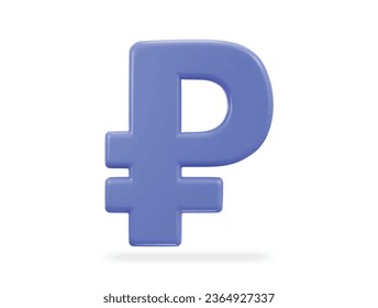 Russian ruble currency money sign or symbol 3d icon