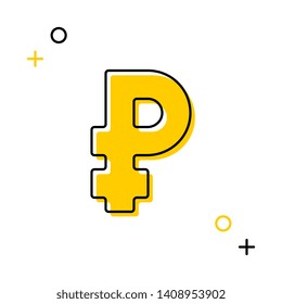 russian ruble currency thin line icon on yellow background. trendy financial flat vector illustration easy to edit and customize. eps 10