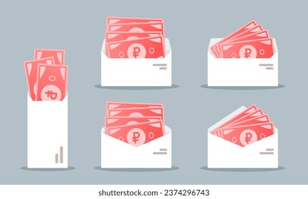 Russian Ruble Money in Envelope 