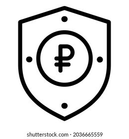 Russian Ruble Secure Shield Icon