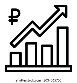 Russian Ruble Statistic Increasing Up Icon