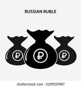 Diseño de negocios de ilustración vectorial del rublo ruso y financiación de símbolos, economía del mundo