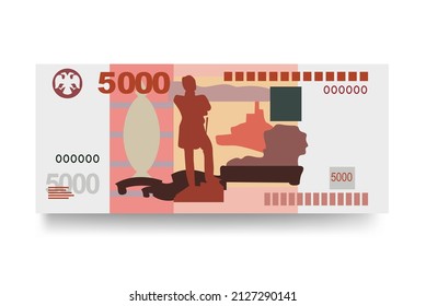 Russian Ruble Vector Illustration. Russia money set bundle banknotes. Paper money 5000 RUB. Flat style. Isolated on white background. Simple minimal design.