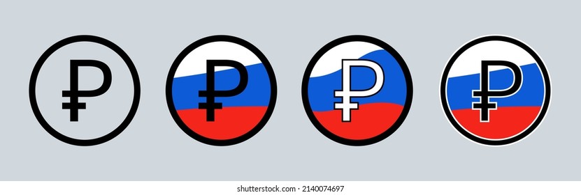 Rublos rusos con vectores de bandera tricolor rusa Ilustración para el diseño del concepto de negocios