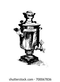 Russian samovar, hand drawn vector illustration