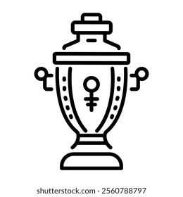 Russian samovar icon in outline style 