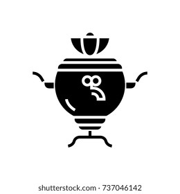 russian samovar icon, vector illustration, black sign on isolated background