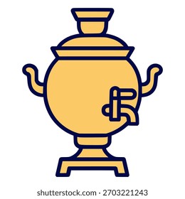 design de modelo de ilustração de vetor de cor plana interior samovar russo