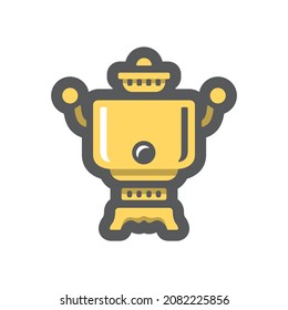 Russian samovar tea pot Vector icon Cartoon illustration.