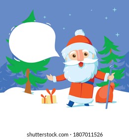 Russian Santa Claus. Grandfather Frost (Ded Moroz). Vector cartoon illustration.