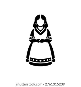 Russian Sarafan Slavic Folk Icon Isolated On White Background