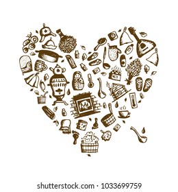 Russian sauna, heart shape for your design