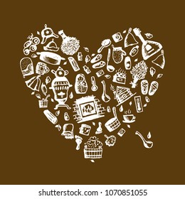 Russian sauna, heart shape for your design