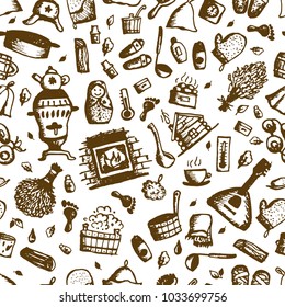 Russian sauna, seamless pattern for your design