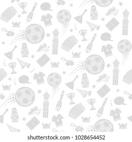 Russian seamless grey pattern with traditional and modern elements, 2018 trend, vector template