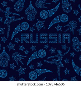 Russian seamless pattern wallpaper, traditional elements background soccer, vector illustration