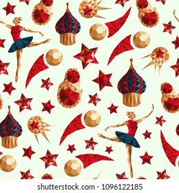 Russian seamless pattern wallpaper, traditional elements, background soccer