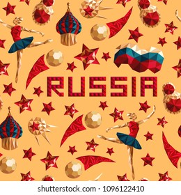 Russian seamless pattern wallpaper, traditional elements, background soccer