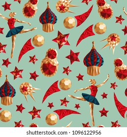 Russian seamless pattern wallpaper, traditional elements, background soccer