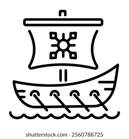 Russian ship icon in outline style 