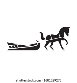 russian simple icon horse sleigh