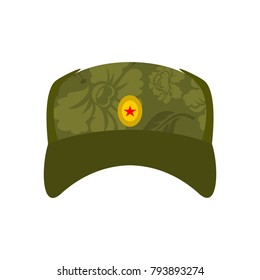 Russian soldier cap isolated. Summer hat is Russia military. Vector illustration
