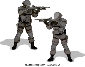 The Russian soldiers. Vector