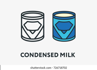 Russian Soviet Blue Condensed Milk Creamer Can Minimal Flat Line Outline Colorful And Stroke Icon Pictogram