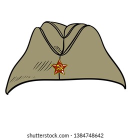 Russian Soviet Union military retro garrison cap on white background vector illustration