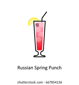 Russian Spring Punch cocktail icon in flat style. Vector illustration