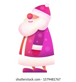 Russian standing Father Frost - "Ded Moroz". Vector cartoon illustration. Christmas, New Year Father Frost in red coat. Santa Claus Christmas. Character, mascot design.