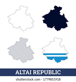 Mapa de la República de Altai del estado ruso con vector de bandera