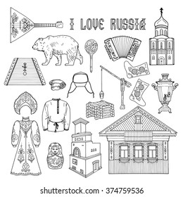 Russian style collection for coloring book