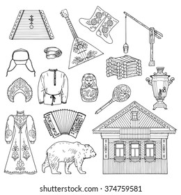 Russian style collection for coloring book