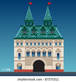 Russian style house, vector illustration.