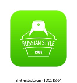 Russian style icon green vector isolated on white background