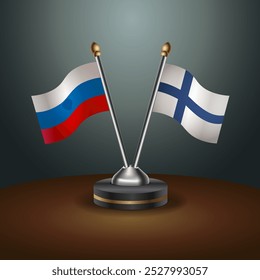 Russian and  table flags relation  with gradient backgrund. Vector Illustration