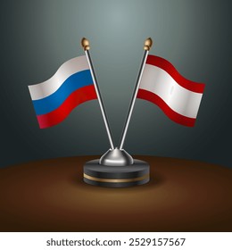 Russian and Tahiti table flags relation  with gradient backgrund. Vector Illustration