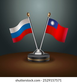 A tabela russa e Taiwan sinaliza a relação com o plano de fundo do gradiente. Ilustração de vetor