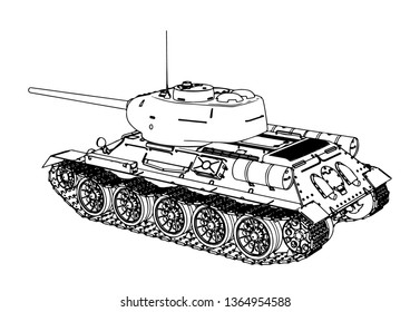 Russian tank sketch vector