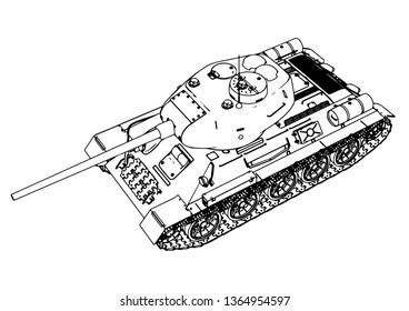 Russian tank sketch vector