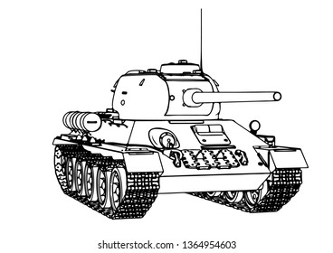 Russian Tank Sketch Vector Stock Vector (royalty Free) 1364954624 