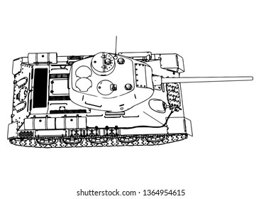 Russian tank sketch vector
