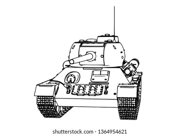 Russian tank sketch vector