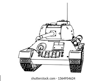 Russian tank sketch vector