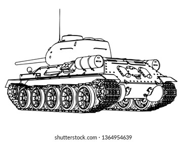 Russian tank sketch vector