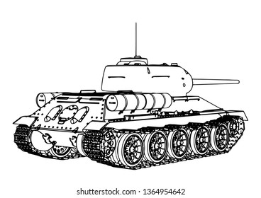 Russian tank sketch vector