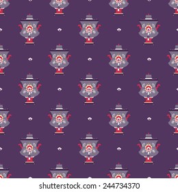 russian tea pot symbol seamless pattern